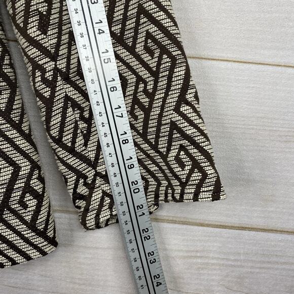 Chico's Jacket Sz 2 Womens L Brown Geometric Print Textured Lined Career Blazer - Picture 7 of 11